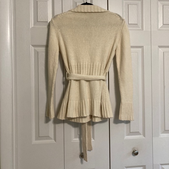 ☘️Banana Republic Cream Jersey Knit Cardigan w/Belt - Picture 3 of 5